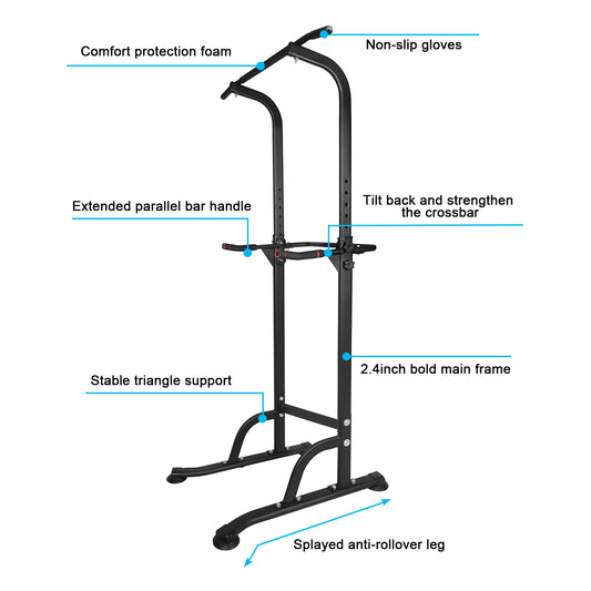 Power Tower Dip Station Adjustable Height Heavy Duty Multi-Function Fitness Training Equipment